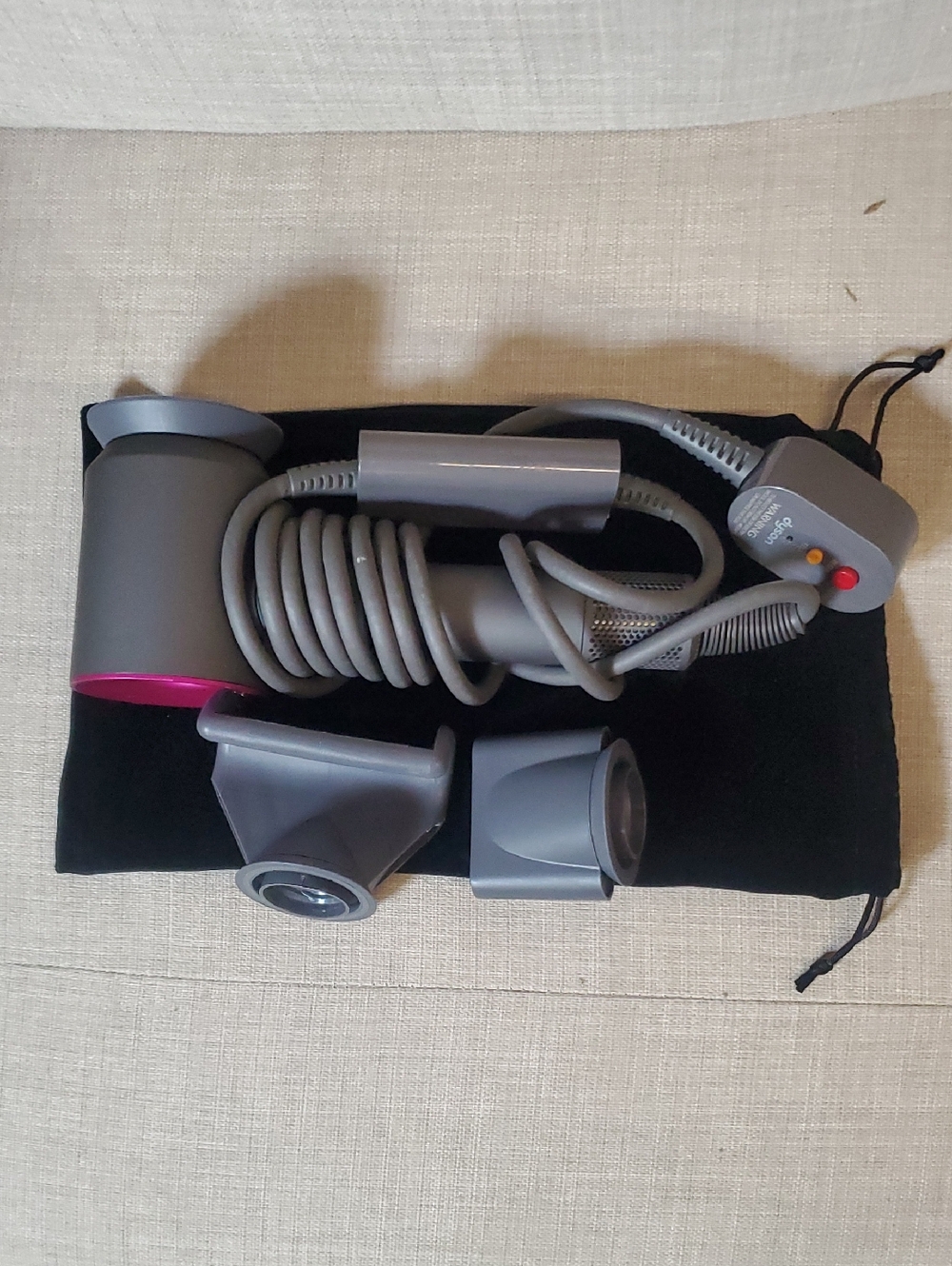 Dyson Hair Dryer Attachments in Gray with Pink Accent